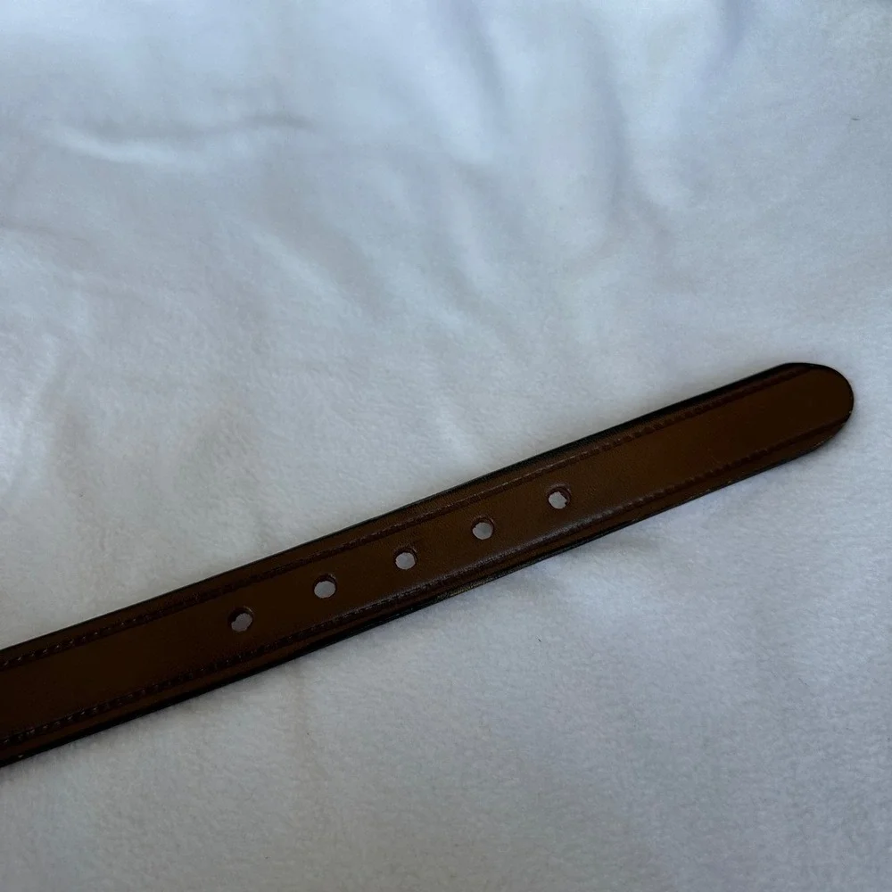 Vintage Brown Leather Belt 36 Brass Buckle Classic Western Workwear Looper